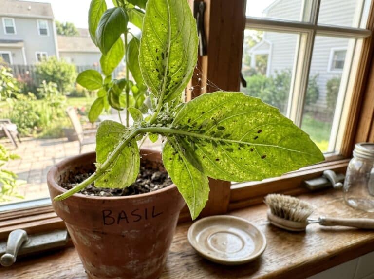 basil bugs kitchen windowsill