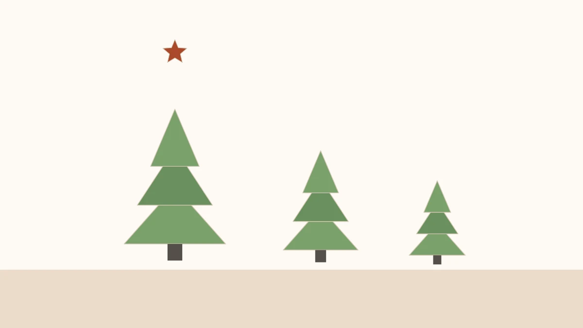 Three green origami Christmas trees in different sizes on a wooden table