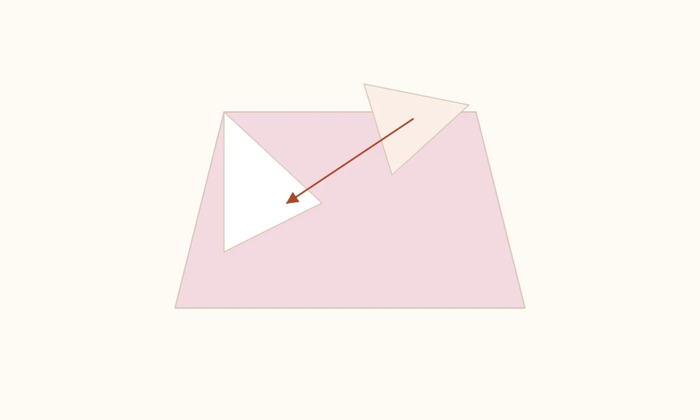 Triangular flap being slid into a side pocket of the model