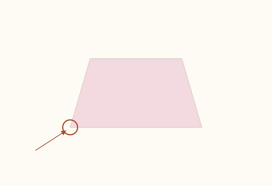 Flat model with the blow hole highlighted at one end