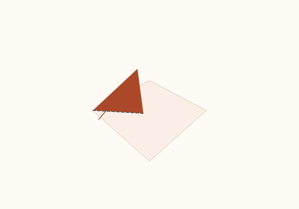 Side point of the paper being folded up past the top edge