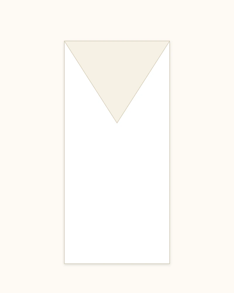 Paper rectangle with the top collapsed into a triangle over the remaining sheet