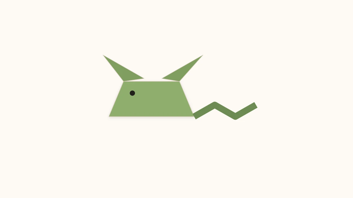 Green origami frog seen from the side, with the back legs folded into an accordion pleat